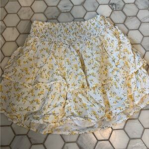 Hollister Floral Yellow Skirt w/Built-in Shorts, Sz. XS